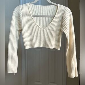 SHEIN Cream Crop Top Sweater